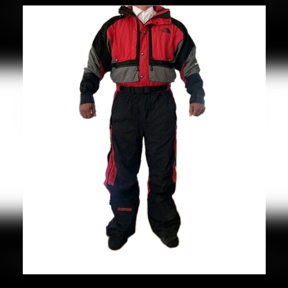The North Face Mens Vintage Red And Black Steep Tech One Piece Snow Suit M - Picture 1 of 12